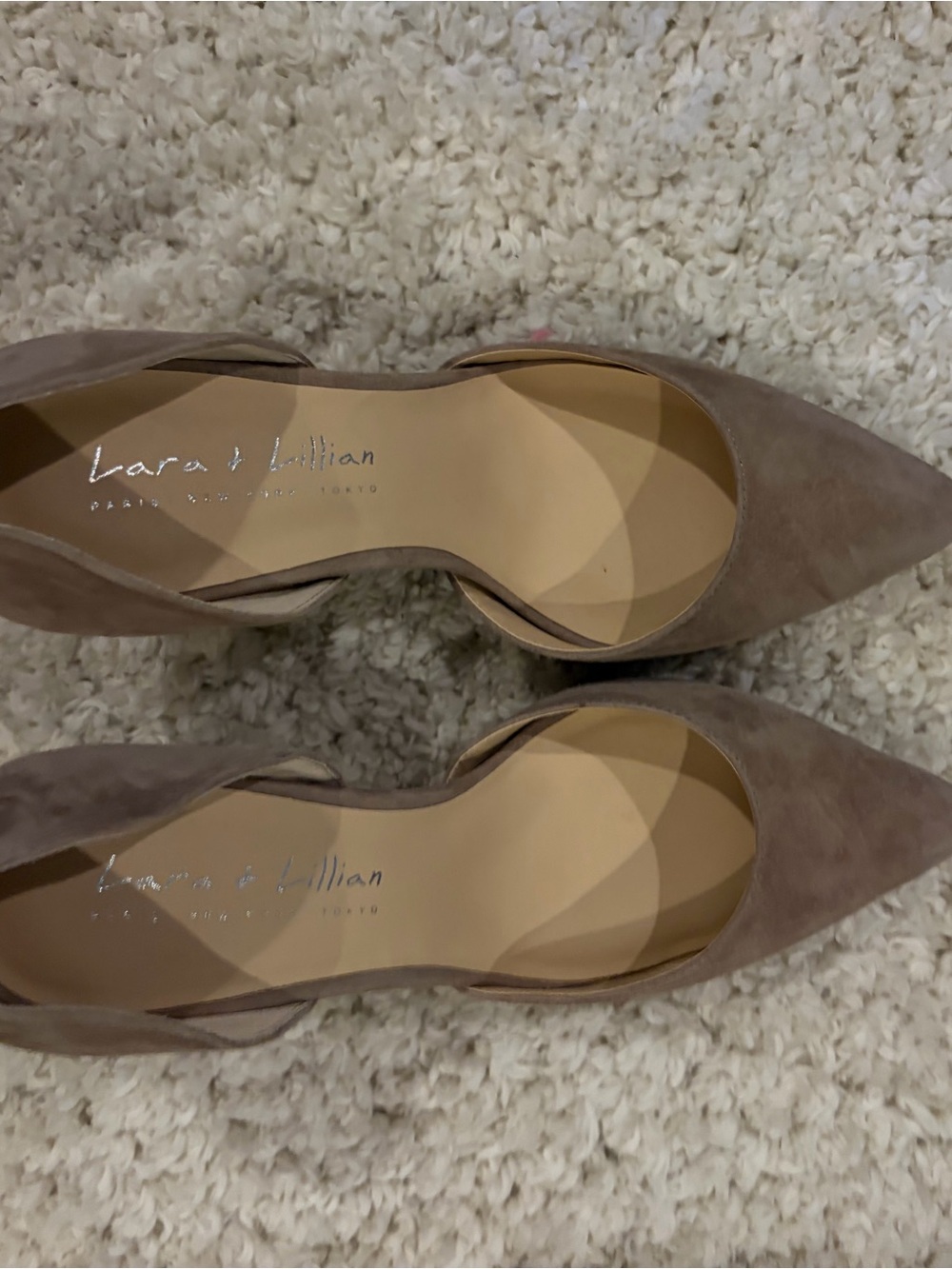 Taupe Suede Pointed-Toe Pumps